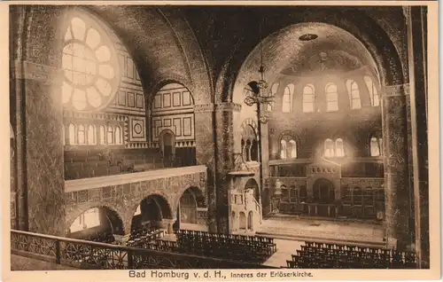 Ansichtskarte Bad Homburg vor der Höhe Eröserkirche - Saal Altar 1909