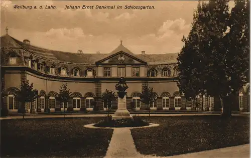 Ansichtskarte Weilburg (Lahn) Johann Ernst Denkmal im Schlossgarten. 1912