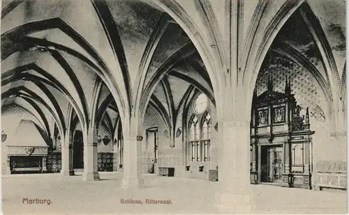 Ansichtskarte Marburg an der Lahn Schloss, Rittersaal - Kamin 1909