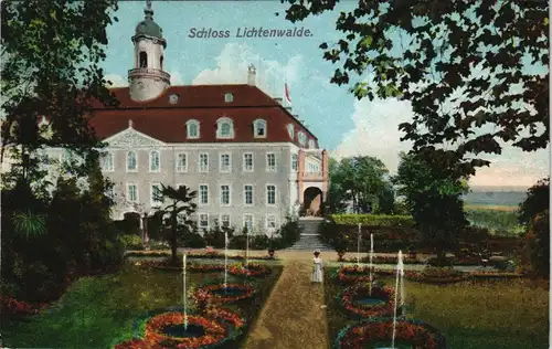 Lichtenwalde-Niederwiesa Schloß Lichtenwalde Rückseite Fontänen 1908