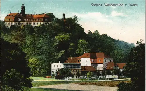 Ansichtskarte Lichtenwalde-Niederwiesa Schloß Lichtenwalde und Mühle 1908