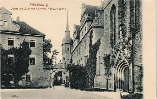 Ansichtskarte Merseburg Partie am Dom mit hinterem Schlosseingang 1908