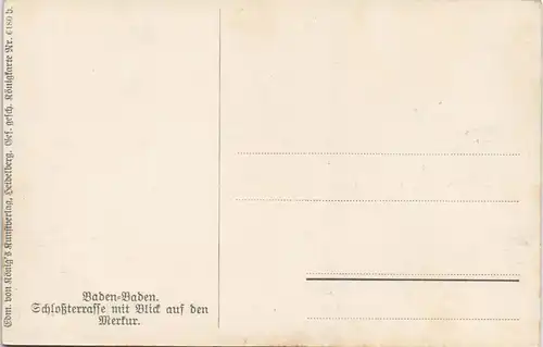 Ansichtskarte Baden-Baden Schloßterrasse mit Blick auf den... 1911