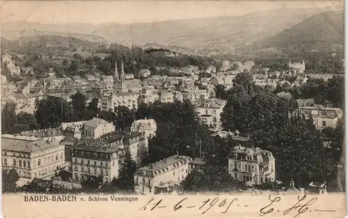 Ansichtskarte Baden-Baden von Schloß Venningen 1908