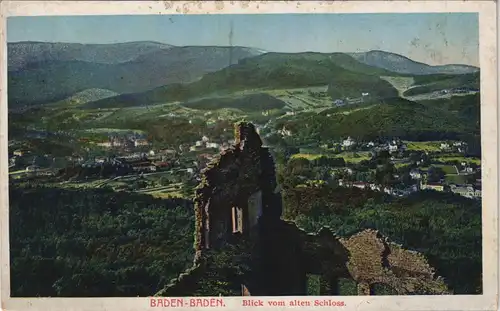 Ansichtskarte Baden-Baden Blick vom alten Schloss 1912