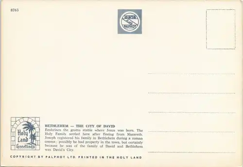 Bethlehem בֵּית לֶחֶם بيت لحم Panorama-Ansicht Panoramic View City of David 1975