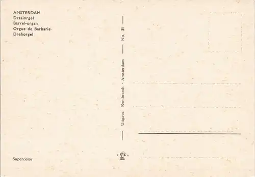 Amsterdam Amsterdam Draaiorgel Drehorgel Innenstadt Stadtteilansicht 1970