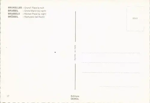 Postkaart Brüssel Bruxelles Grand Place bei Nacht Autos VW Käfer 1975