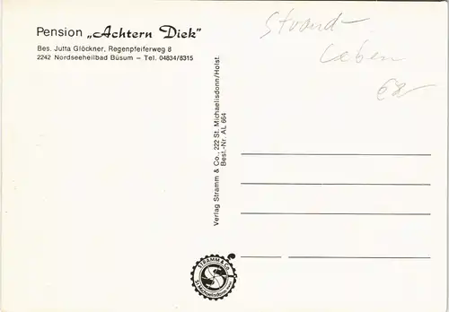Ansichtskarte Büsum Pension Achtern Diek - Zimmer 1978