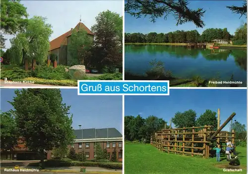 Ansichtskarte Schortens 4 Bild: Heidmühle, Kirche 1979