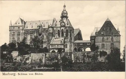 Ansichtskarte Marburg an der Lahn Schloß von der Südseite 1909