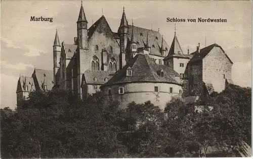 Ansichtskarte Marburg an der Lahn Schloss von Nordwesten 1911