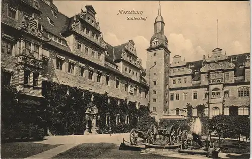Ansichtskarte Merseburg Schlosshof - Kanonen 1909