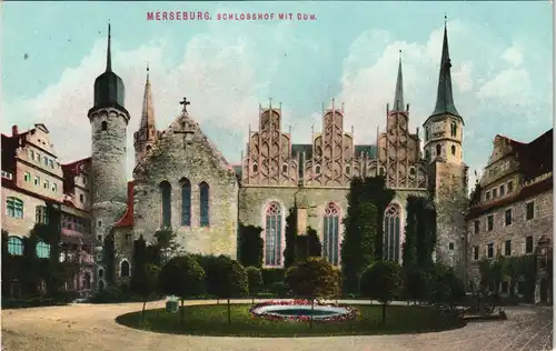 Ansichtskarte Merseburg Schlosshof mit Dom 1912