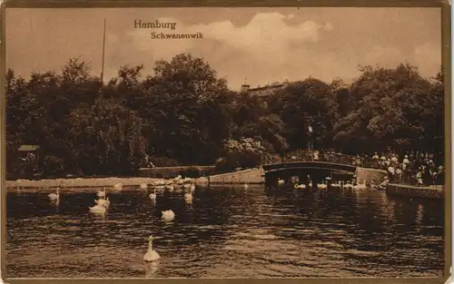 Ansichtskarte Hamburg Schwanenwik - Goldrand 1922