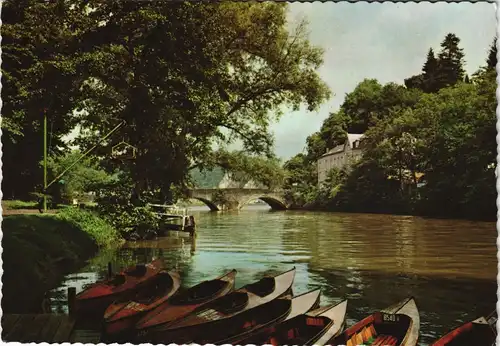 Anseremme-Dinant Ansreme Dinant Fluss Partie, kleine Boote, Brücke 1970