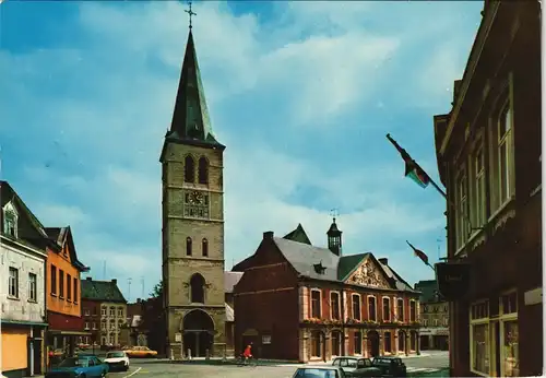 Postkaart Bree Bree Strassen Partie Kerk-Stadhuis Kirche Stadthaus 1970