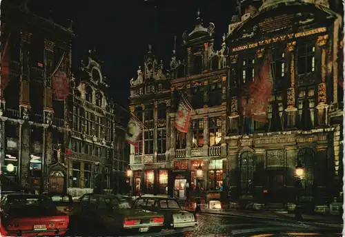 Brüssel Bruxelles Grote Markt bij nacht Market Place by night 1970