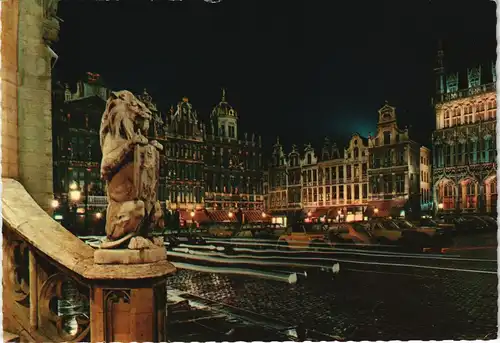 Brüssel Bruxelles Grand Place la nuit Grote Markt bij nacht 1970