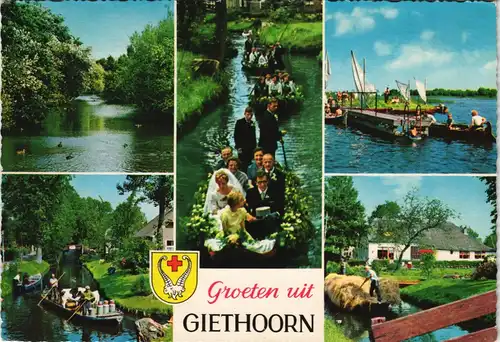 Giethoorn-Steenwijkerland Giethoorn Mehrbildkarte mit Hochzeit auf Boot 1970