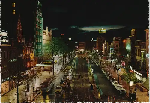 Antwerpen Anvers "de Keyserlei" Street View by night, Nacht-Aufnahme 1960