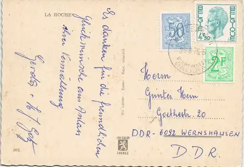 Postkaart La Roche-en-Ardenne Panorama-Ansicht bei Mondschein 1975