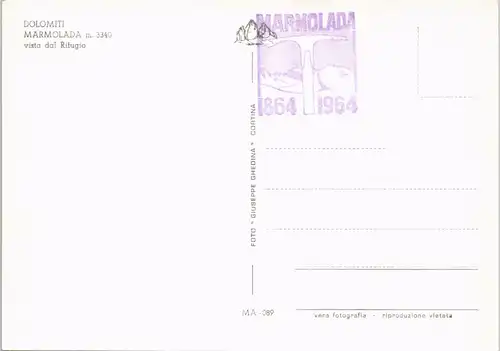 .Trentino-Südtirol DOLOMITI MARMOLADA m. 3340 vista dal Rifugio 1964