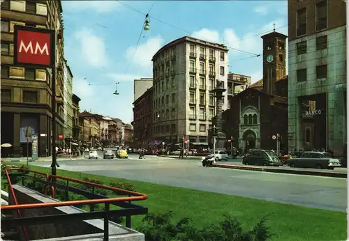 Mailand Milano Piazza S. Babila Place St. Babila, Auto Verkehr 1967