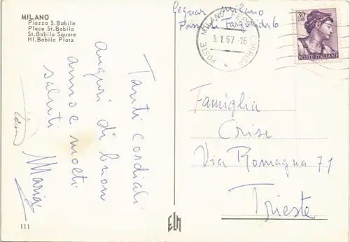 Mailand Milano Piazza S. Babila Place St. Babila, Auto Verkehr 1967