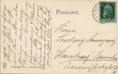 Ansichtskarte Nürnberg Henkersteg 1902