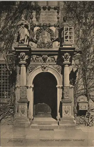 Ansichtskarte Merseburg Hauptportal und nördlicher Schlosshof 1909