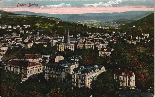 Ansichtskarte Baden-Baden Blick über die Stadt 1909