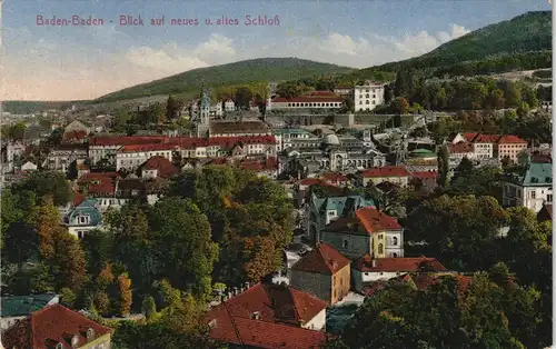 Ansichtskarte Baden-Baden Blick auf das Neue Schloss 1911