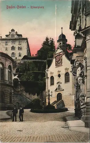 Ansichtskarte Baden-Baden Römerplatz, Männer 1913