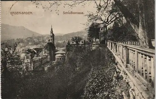 Ansichtskarte Baden-Baden Blick von der Schloßterrasse gel. Feldpost 1919
