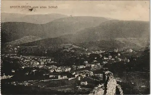 Ansichtskarte Baden-Baden Stadt vom alten Schloß 1913