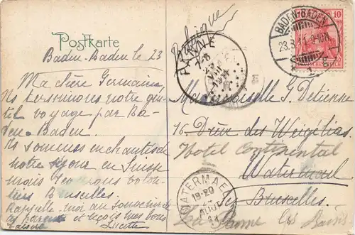 Ansichtskarte Baden-Baden Partie am Kaiserin Augusta Bad 1911