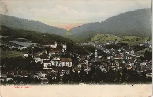 Ansichtskarte Baden-Baden Totale, coloriert 1906