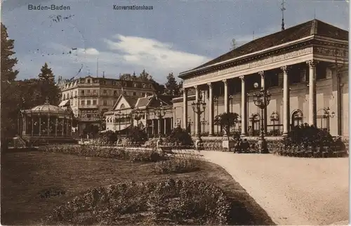 Ansichtskarte Baden-Baden Konversationshaus, Pavillon - coloriert 1911