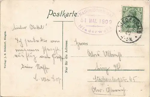 Rüdesheim (Rhein) National-Denkmal / Niederwalddenkmal Stempel 1908
