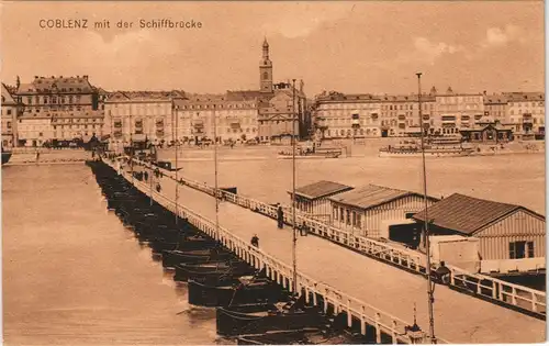 Ansichtskarte Koblenz Stadt und Schiffsbrücke 1911