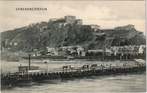 Ansichtskarte Ehrenbreitstein-Koblenz Stadt, Brücke, Dampfer 1906