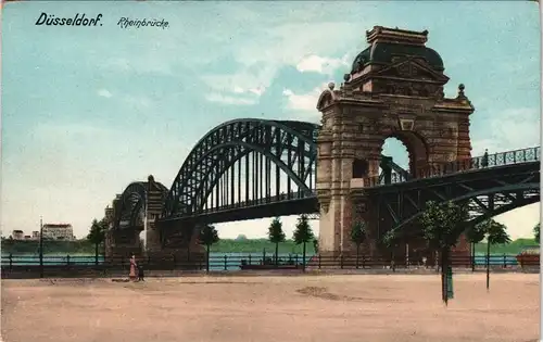 Ansichtskarte Düsseldorf Rheinbrücke 1909
