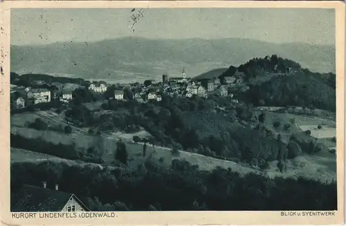 Ansichtskarte Lindenfels (Bergstraße) Stadt gel. Germania Seitenrand 1914