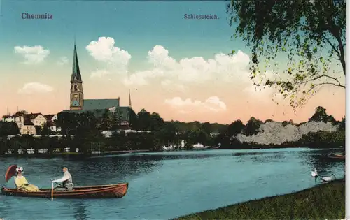 Ansichtskarte Chemnitz Schloßteich 1913