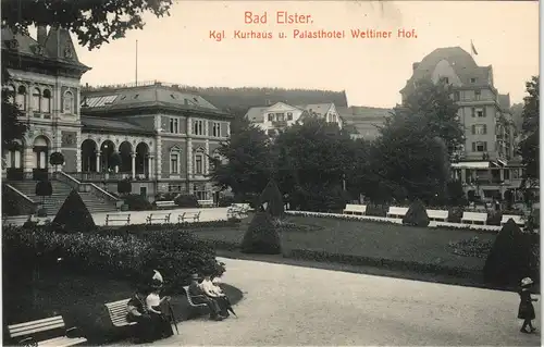 Ansichtskarte Bad Elster Wettiner Hof (Karl Marx Hof), Parkanlage 1913