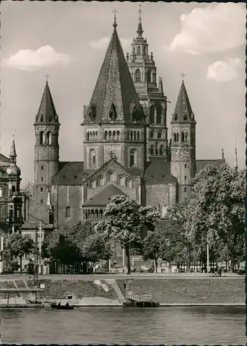Ansichtskarte Mainz Dom Ost-Türme vom Rhein aus gesehen 1961