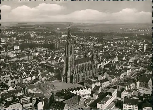 Ansichtskarte Ulm a. d. Donau Luftbild Blick auf das Zentrum 1960