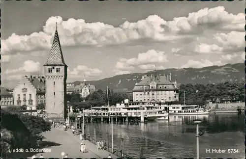 Ansichtskarte Lindau (Bodensee) Partie am Hafen (Harbour Scene) Bodensee 1955