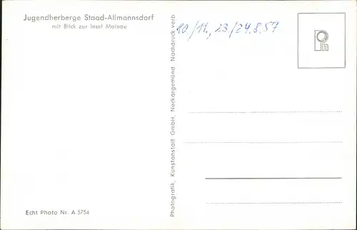 Insel Mainau-Konstanz Jugendherberge Staad-Allmannsdorf Blick Insel Mainau 1957